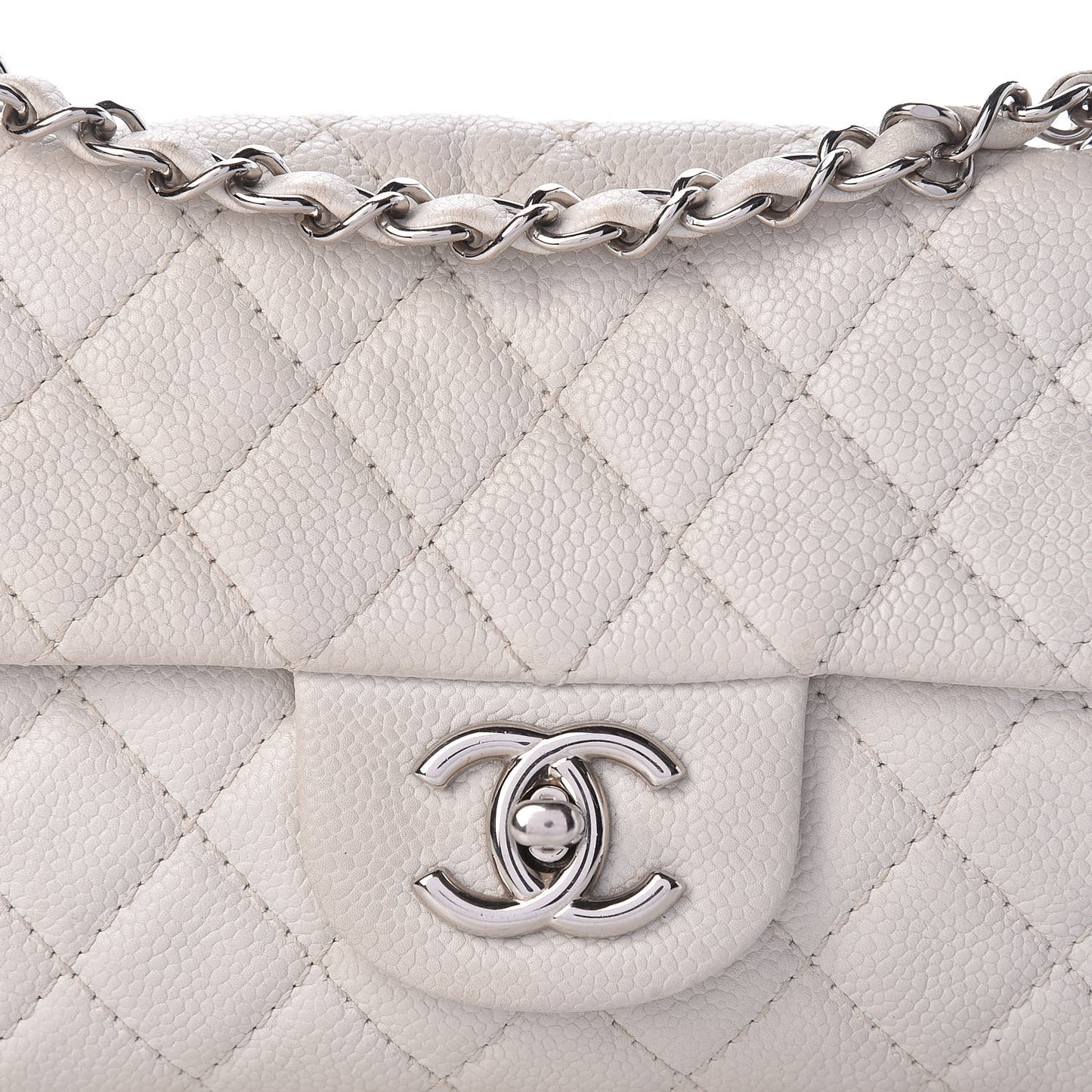 Soft Caviar Quilted East West Flap White