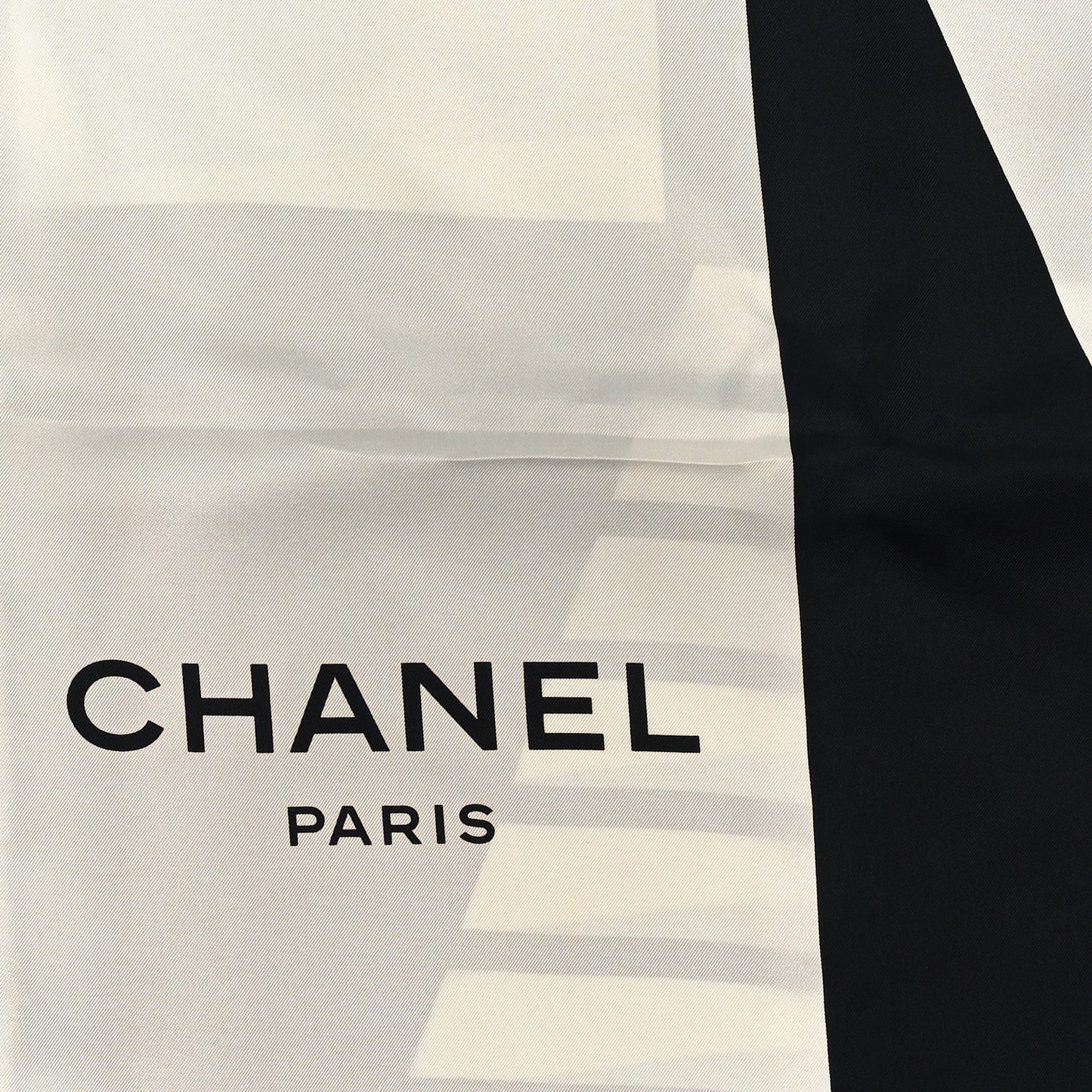 Silk CC Square Scarf Ecru Black