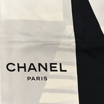 Chanel Silk CC Square Scarf Ecru Black 2 of 3