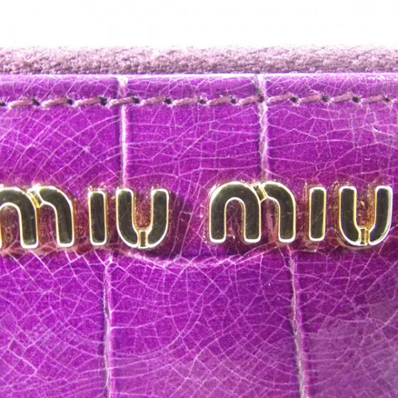Patent Crocodile Embossed Wallet Purple