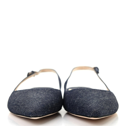 Jimmy Choo Denim Erin Slingback Flats 39.5 Indigo 3 of 8