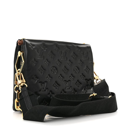 Louis Vuitton Lambskin Embossed Monogram Coussin PM Black 3 of 12