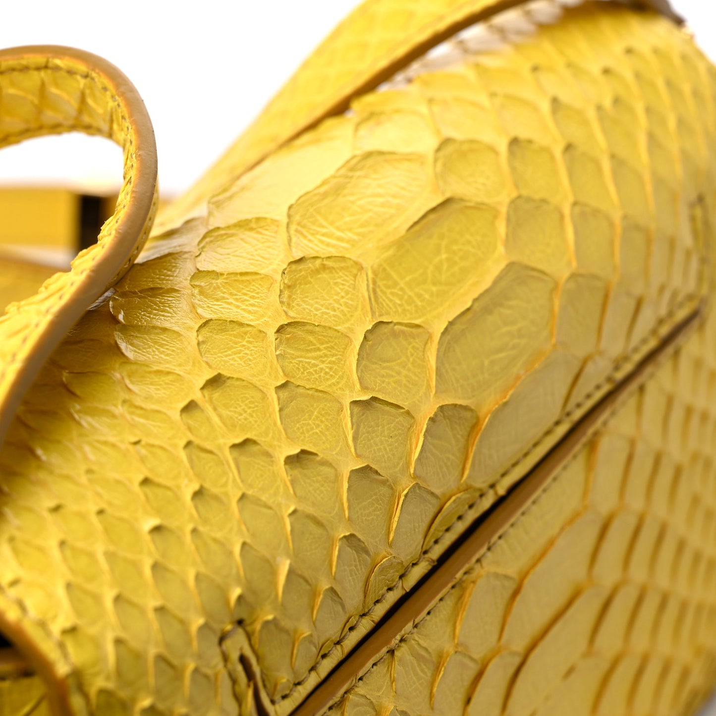 Semi Shiny Snakeskin Small T Clasp Crossbody Yellow