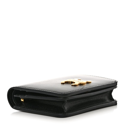 Celine Shiny Calfskin Triomphe Compact Wallet Black 4 of 8