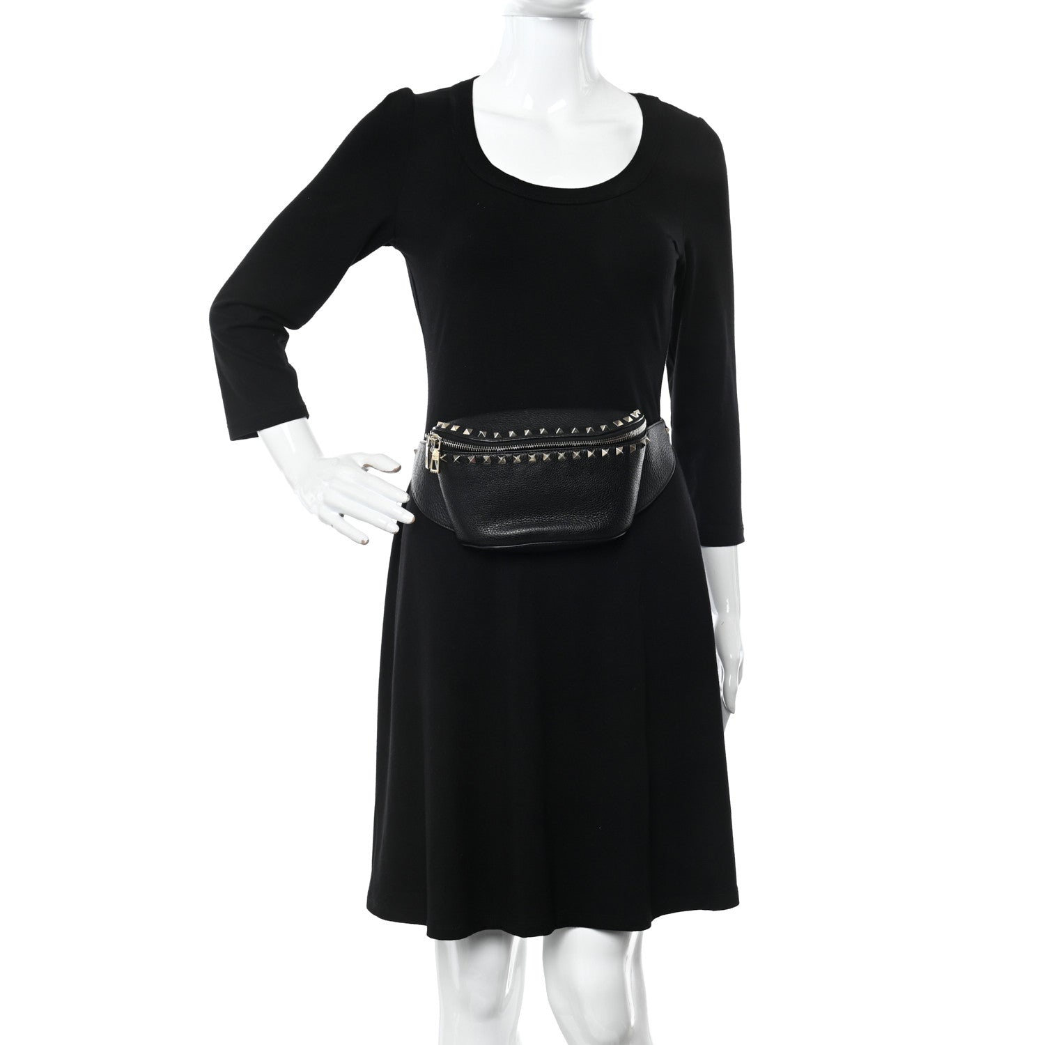 Valentino Garavani Grainy Calfskin Rockstud Belt Bag Black 2 of 13