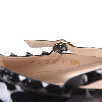 Valentino Garavani Patent Rockstud Cage Ballerina Flats 38.5 Black 9 of 10
