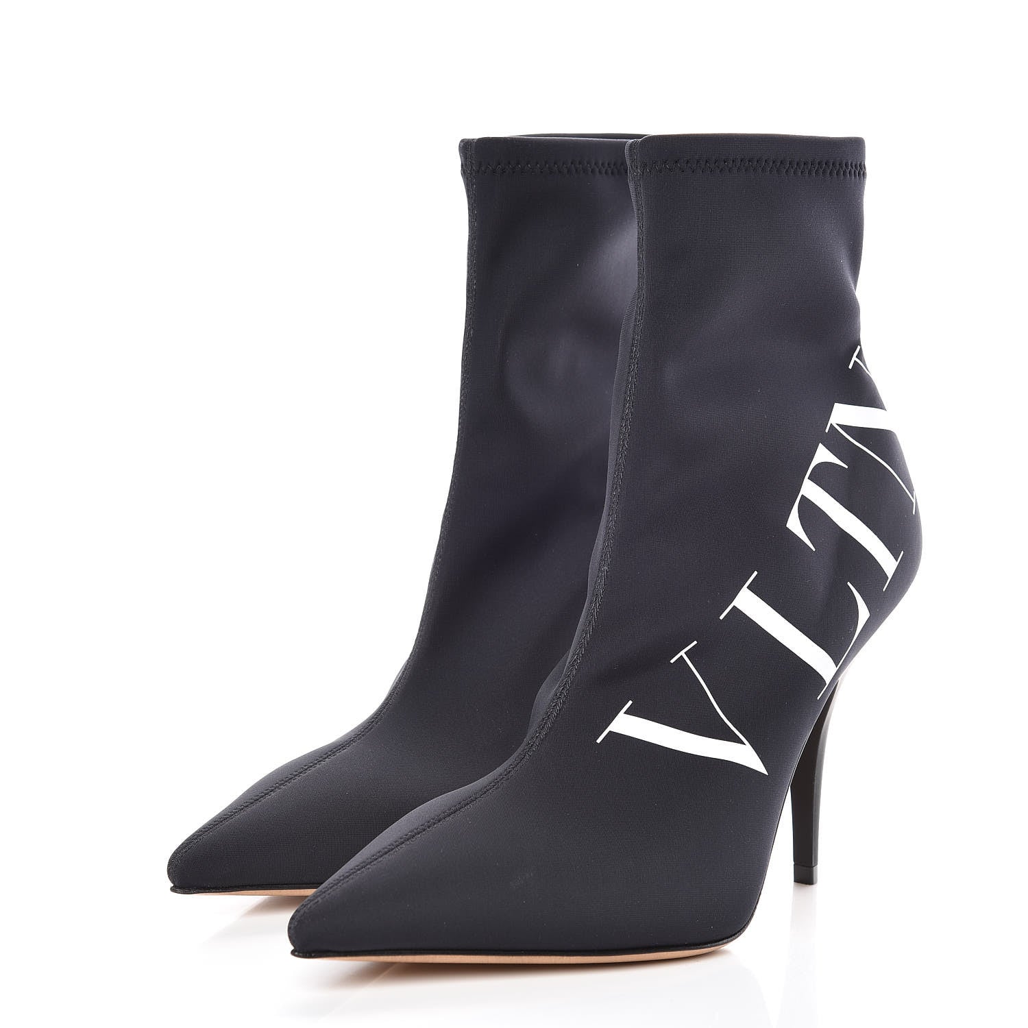 Valentino Garavani Eco Leather VLTN 100mm Sock Booties 37 Black White 3 of 8