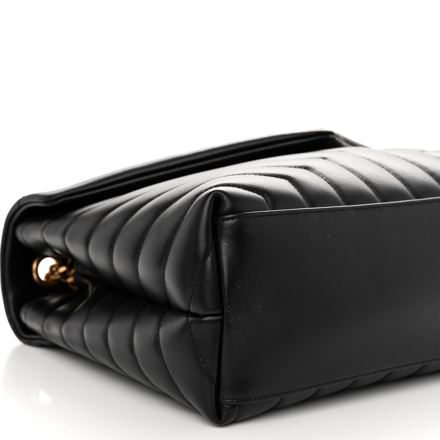Calfskin Y Quilted Monogram Medium Loulou Chain Satchel Black