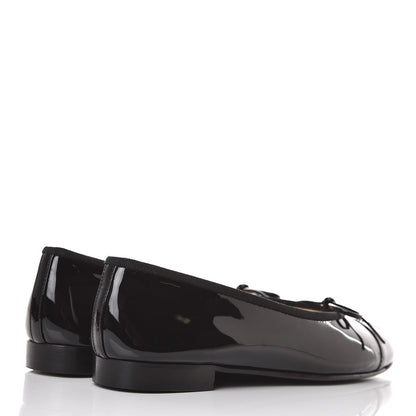 Chanel Patent CC Cap Toe Ballerina Flats 36.5 Black 4 of 9