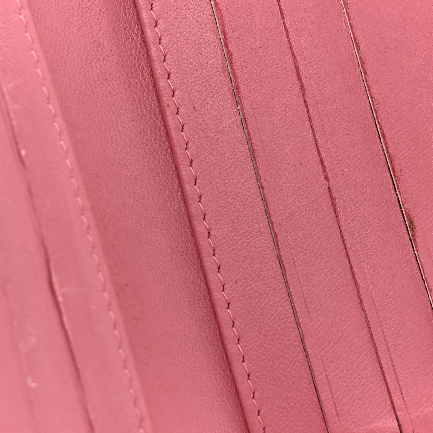 Calfskin Quilted Zip Around Bifold Wallet Pink