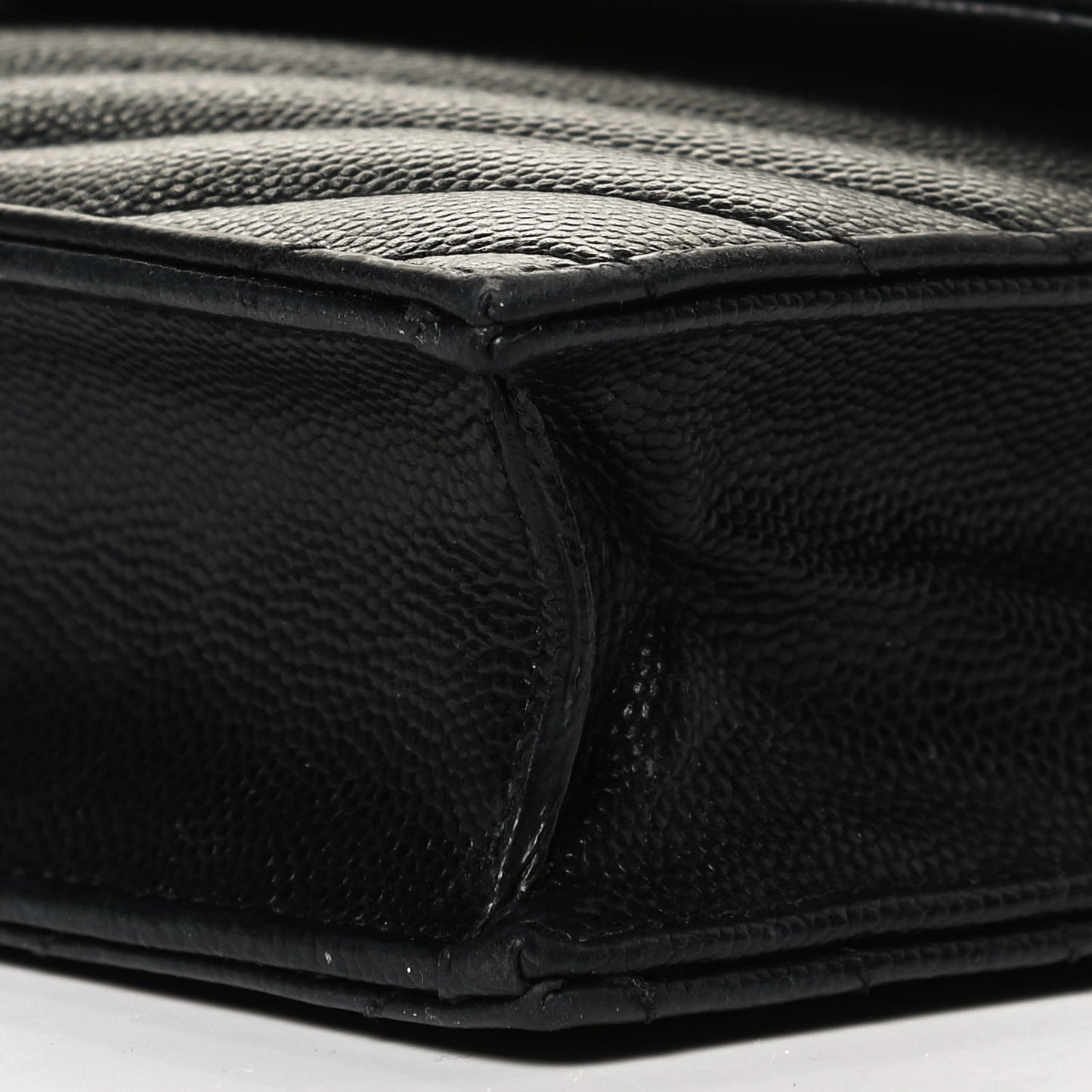 Grain De Poudre Matelasse Chevron Monogram Envelope Chain Wallet Black