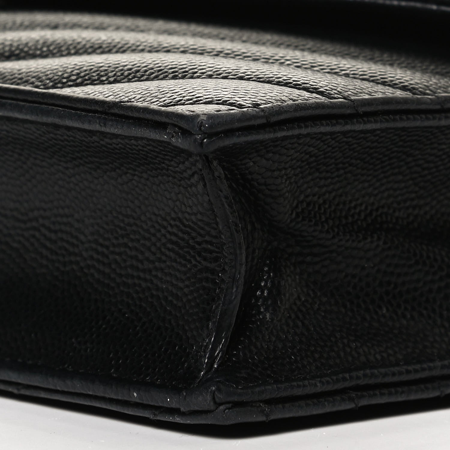 Saint Laurent Grain De Poudre Matelasse Chevron Monogram Envelope Chain Wallet Black 7 of 12