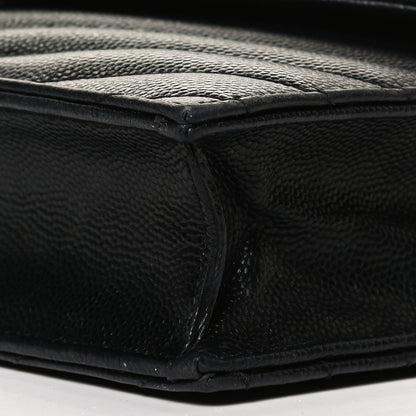 Saint Laurent Grain De Poudre Matelasse Chevron Monogram Envelope Chain Wallet Black 7 of 12
