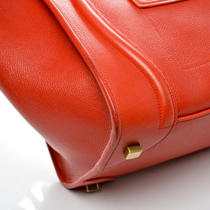 Celine Drummed Calfskin Mini Luggage Coquelicot 10 of 14