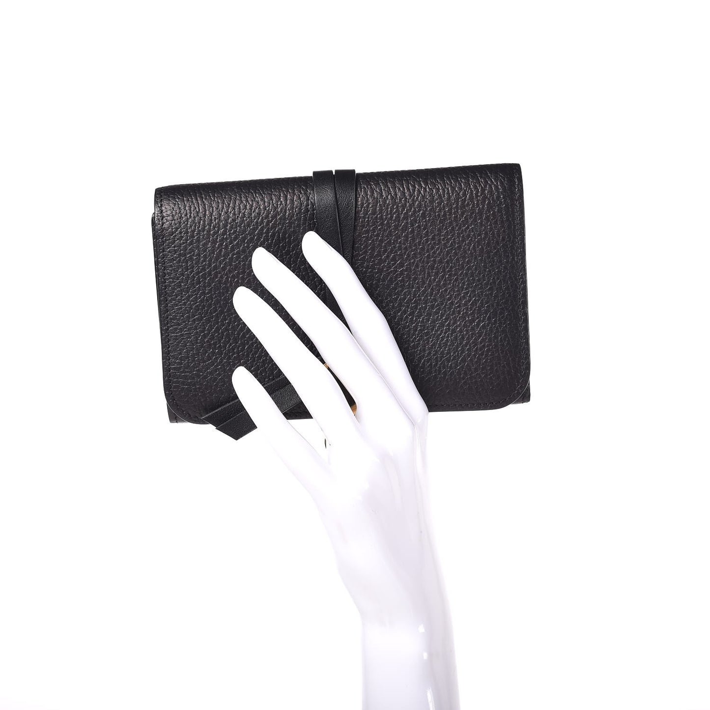 Grained Calfskin Alphabet Compact Wallet Black