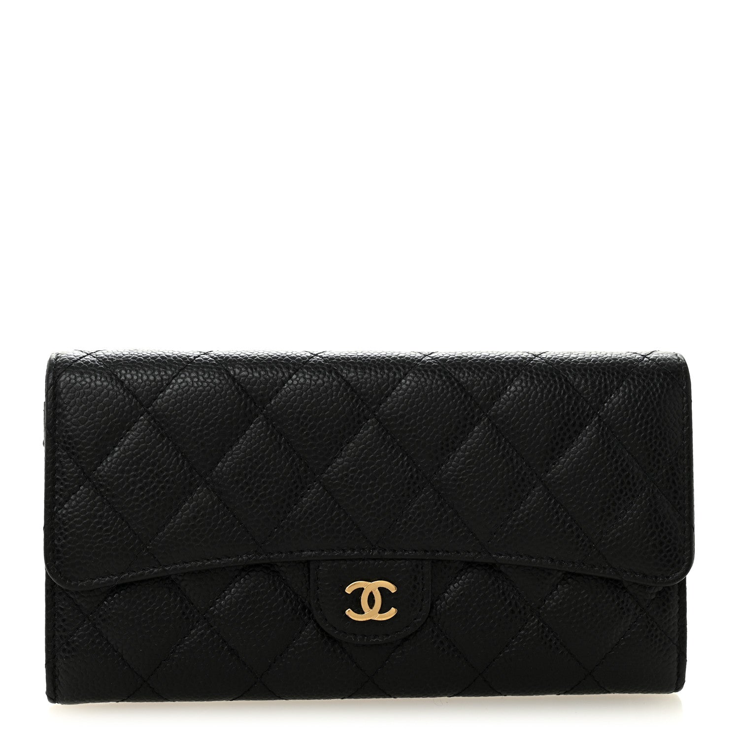 Chanel Caviar Quilted Large Gusset Flap Wallet Black 1 of 8