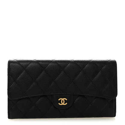 Chanel Caviar Quilted Large Gusset Flap Wallet Black 1 of 8