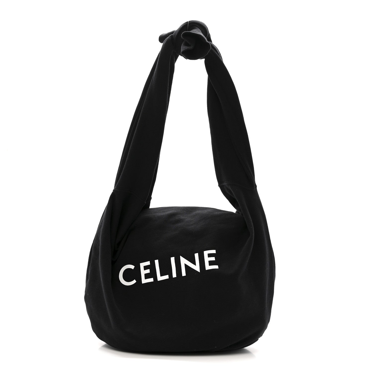 Celine Cotton Medium Knotted Logo Print Shoulder Bag Black 1 of 11
