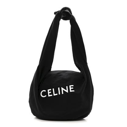 Celine Cotton Medium Knotted Logo Print Shoulder Bag Black 1 of 11