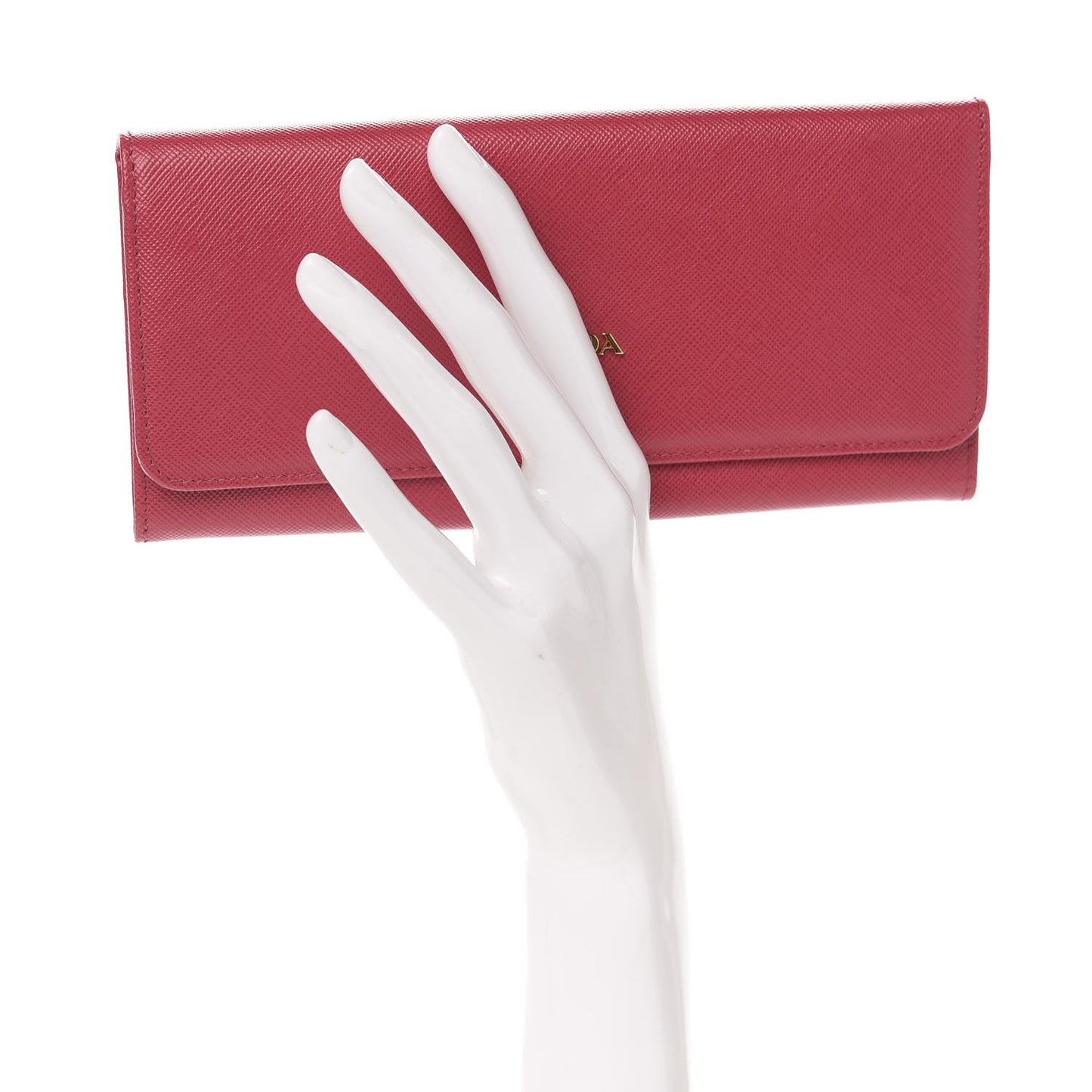 Saffiano Metal Continental Flap Wallet Fragola Talco