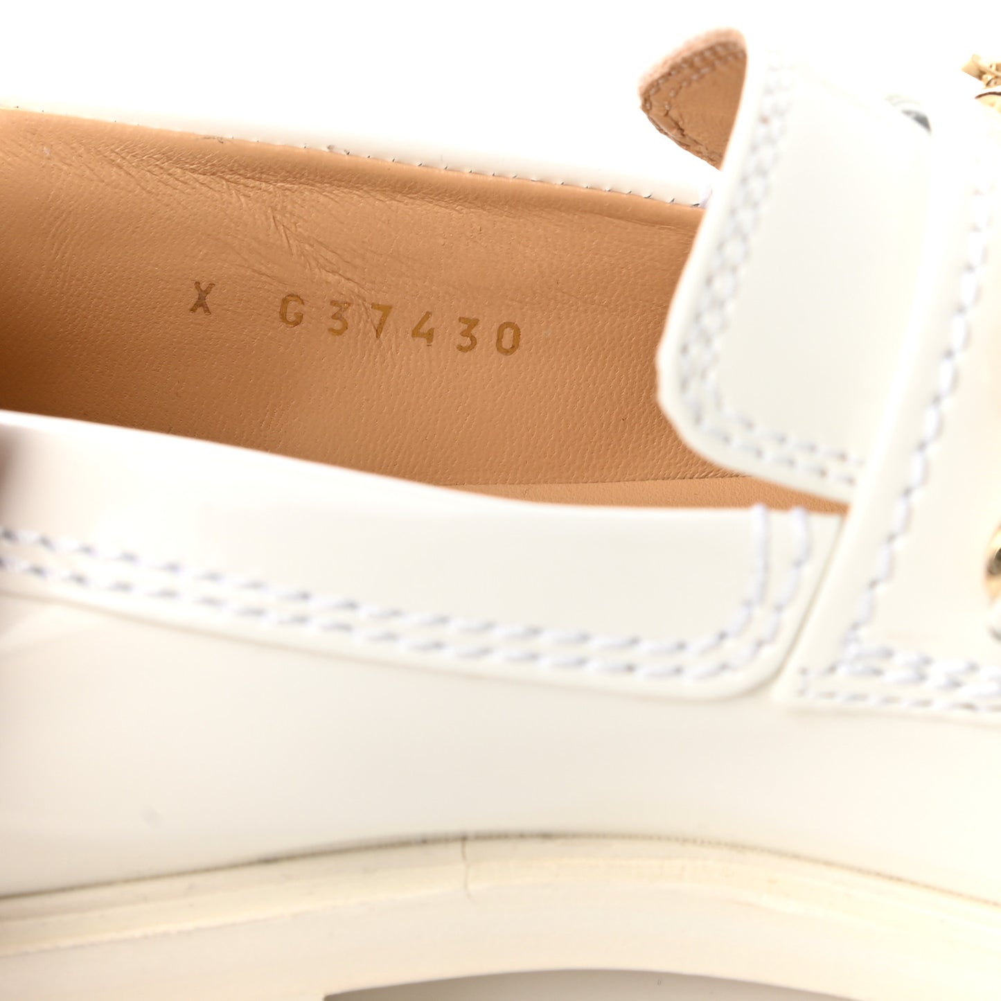 Shiny Calfskin Logo Loafers 37.5 White