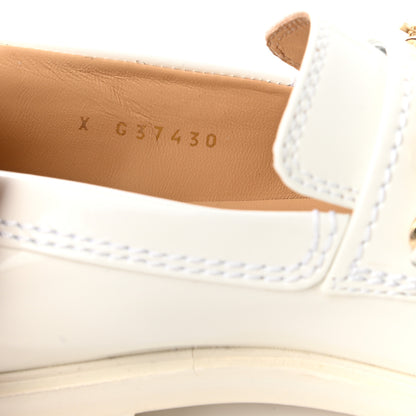 Chanel Shiny Calfskin Logo Loafers 37.5 White 8 of 9