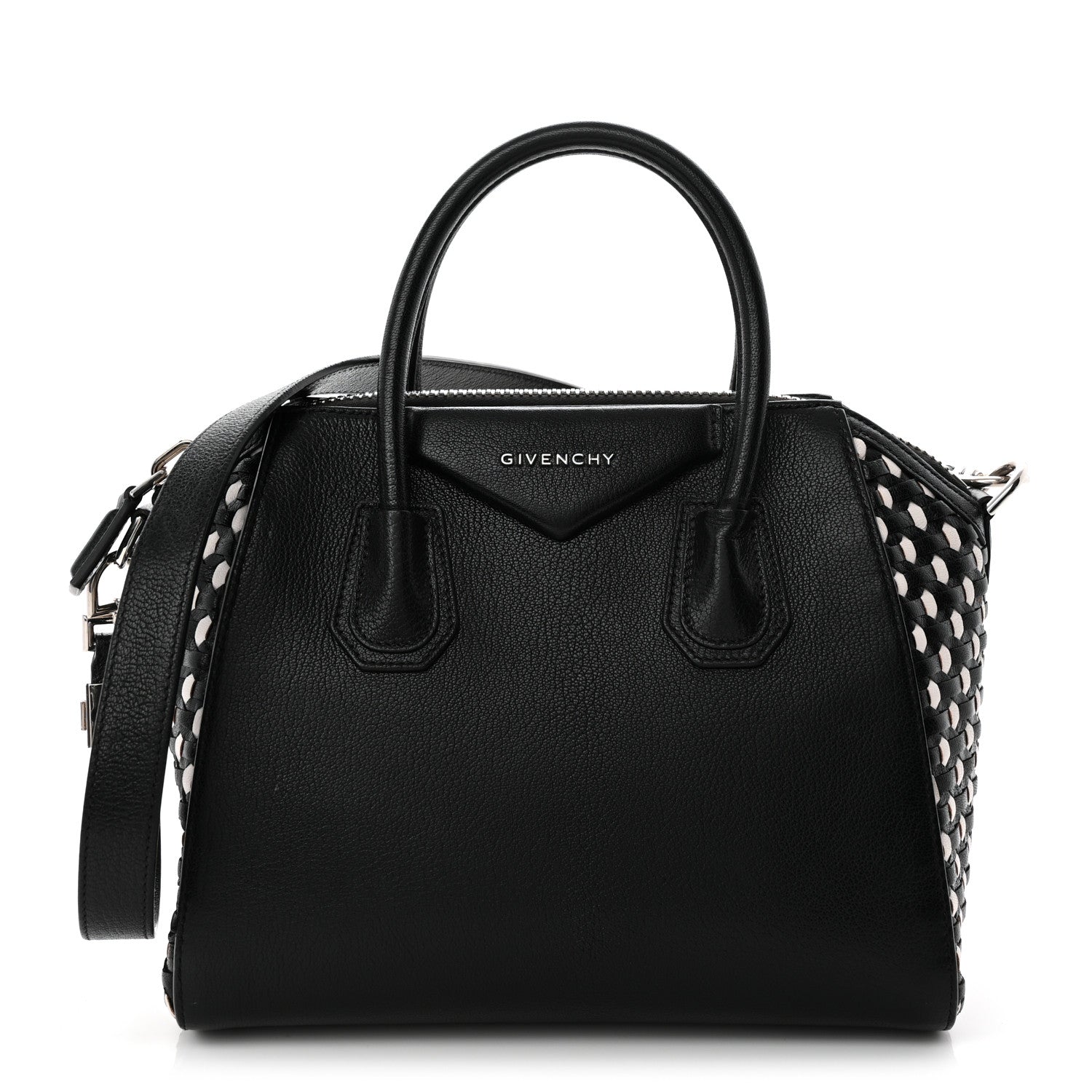 Givenchy Sugar Goatskin Woven Small Antigona Black White 1 of 11