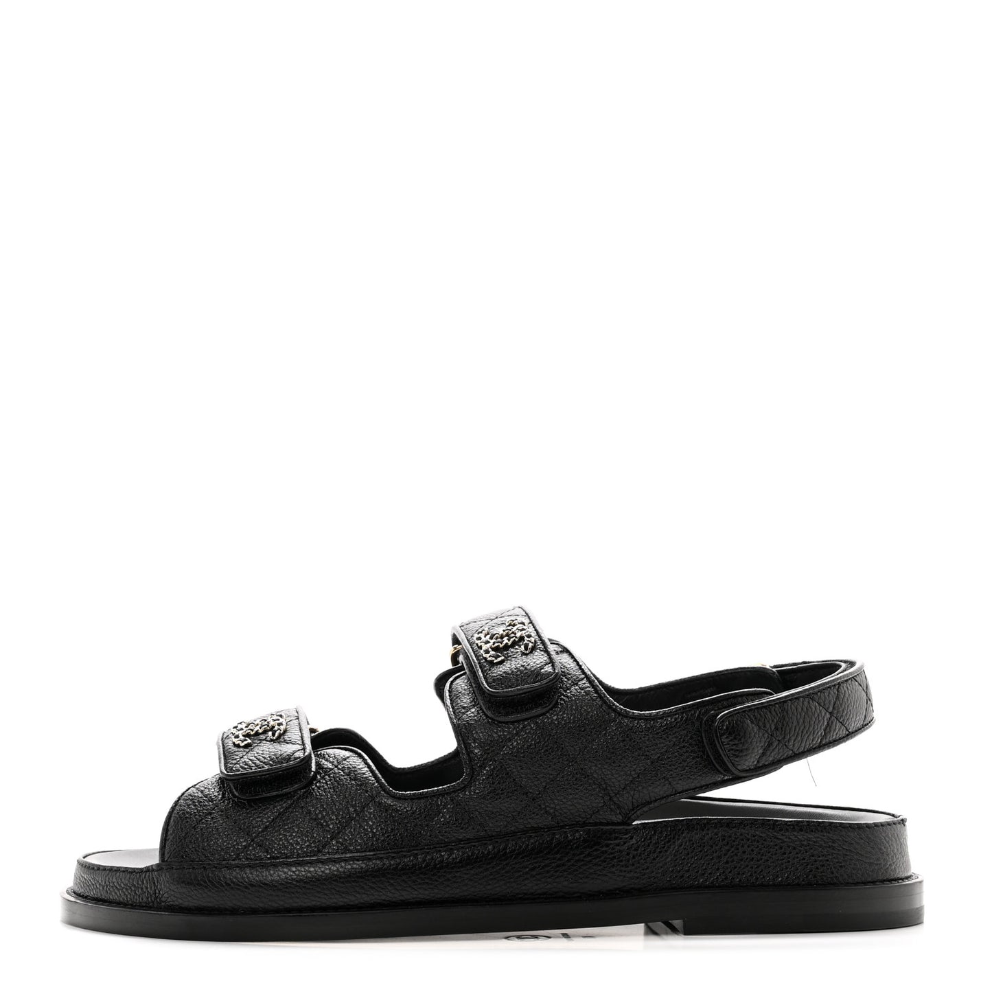 Grained Calfskin Velcro Dad Sandals 40 Black