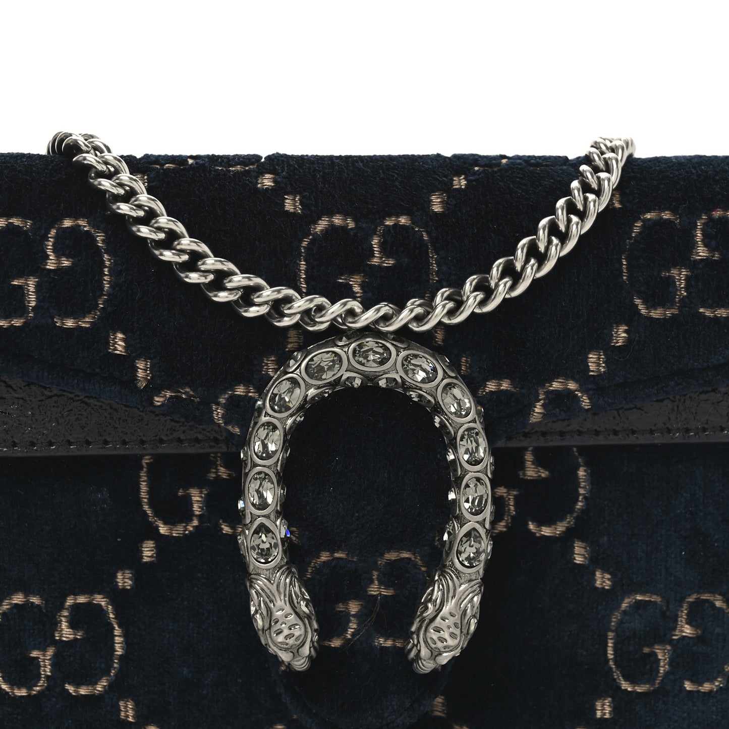 Velvet GG Monogram Super Mini Dionysus Shoulder Bag Blue Beige Black
