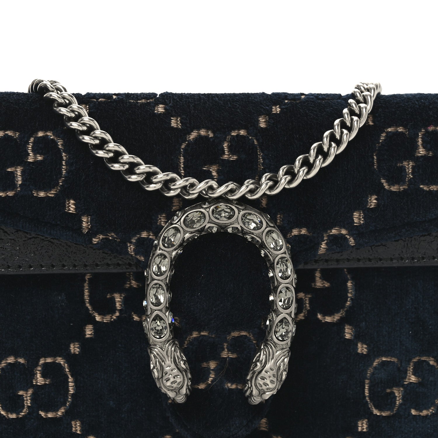 Gucci Velvet GG Monogram Super Mini Dionysus Shoulder Bag Blue Beige Black 7 of 9