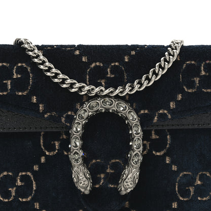 Gucci Velvet GG Monogram Super Mini Dionysus Shoulder Bag Blue Beige Black 7 of 9