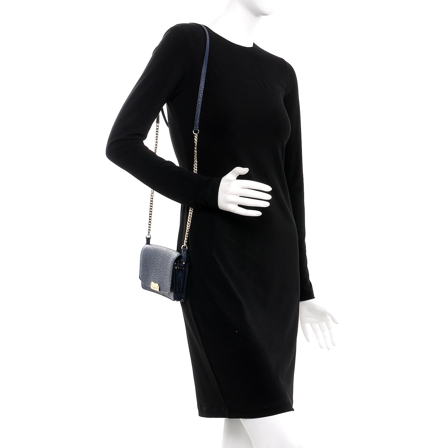 Signature Grain Small Madison Chain Clutch Blue