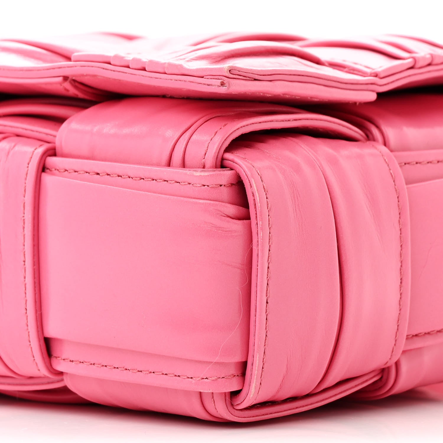 Bottega Veneta Calfskin Intreccio Plisse Cassette Crossbody Bag Pink 10 of 12