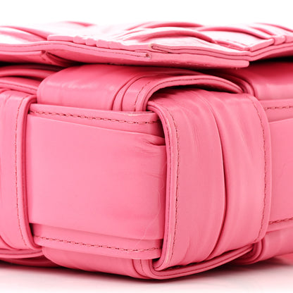 Bottega Veneta Calfskin Intreccio Plisse Cassette Crossbody Bag Pink 10 of 12