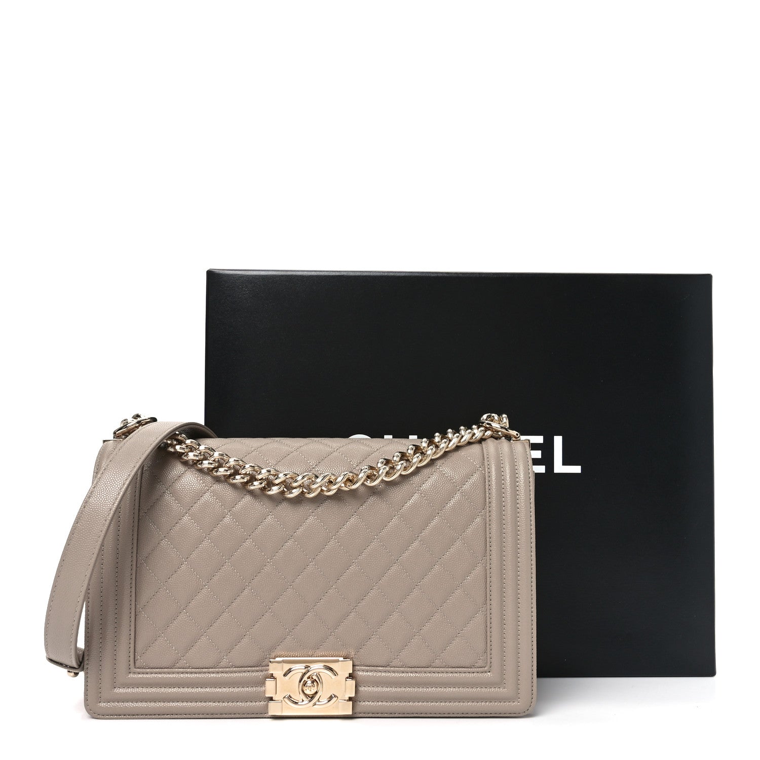 Chanel Caviar Quilted New Medium Boy Flap Dark Beige 11 of 11
