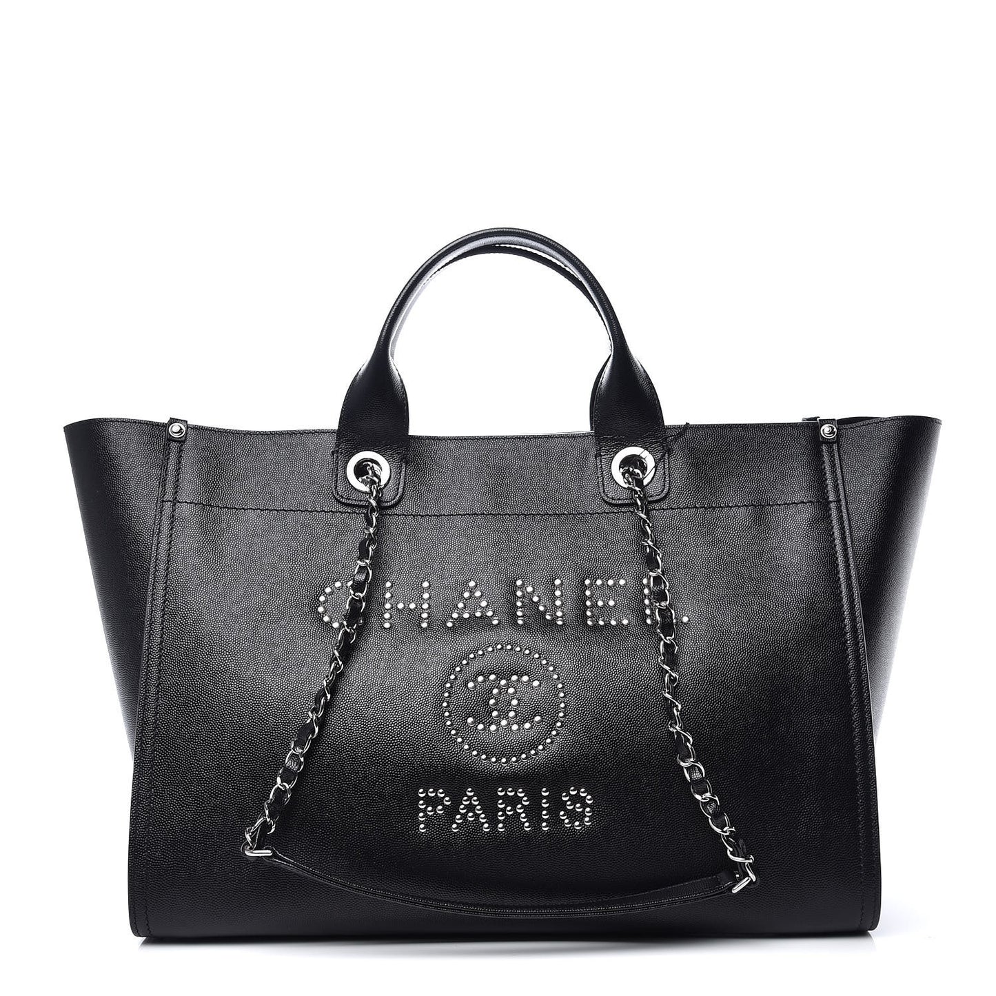 Caviar Large Studded Deauville Tote Black