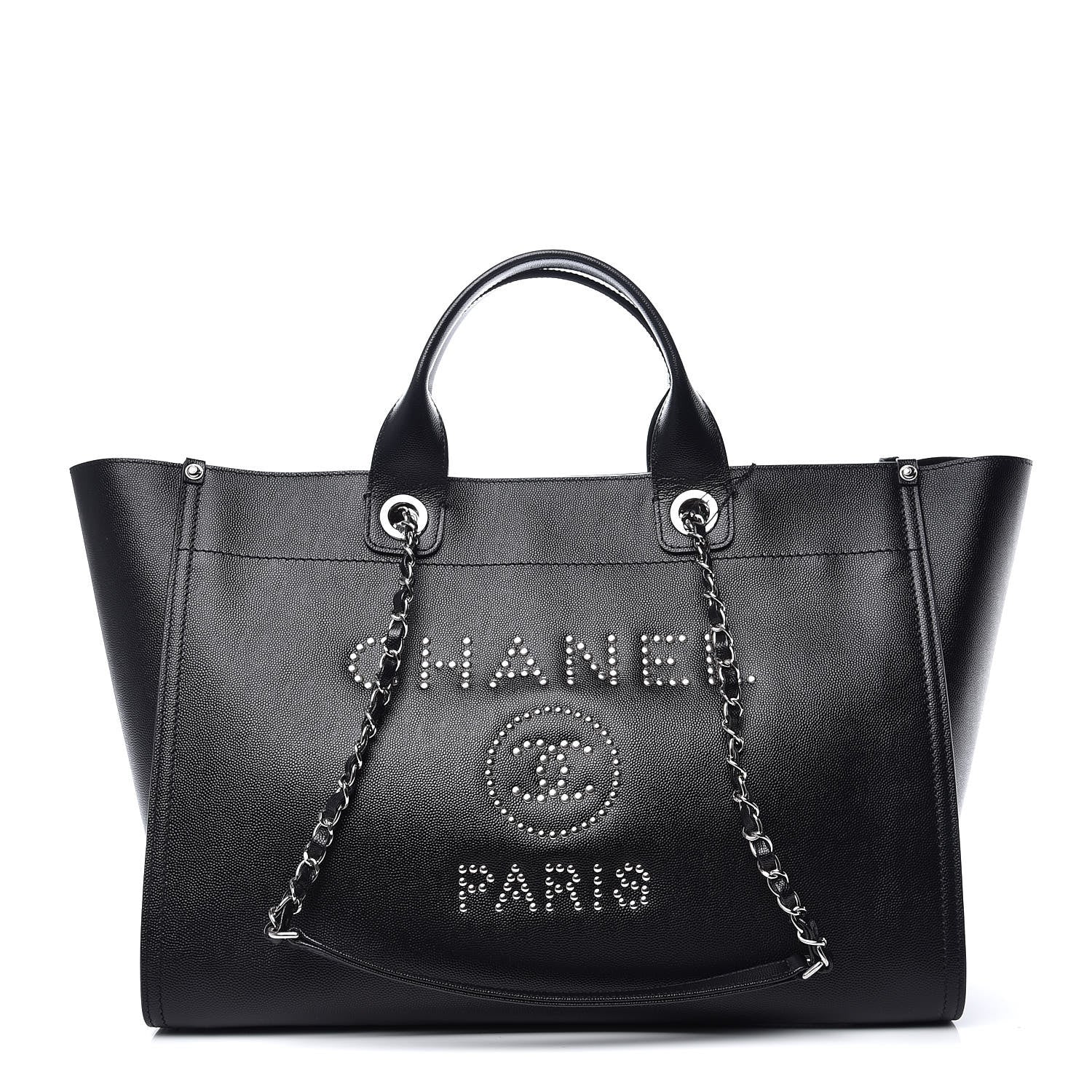 Chanel Caviar Large Studded Deauville Tote Black 1 of 10