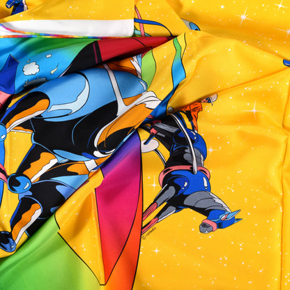 Hermes Silk Space Derby Scarf 90 Jaune Vif Vert Fluo Multicolor 5 of 5