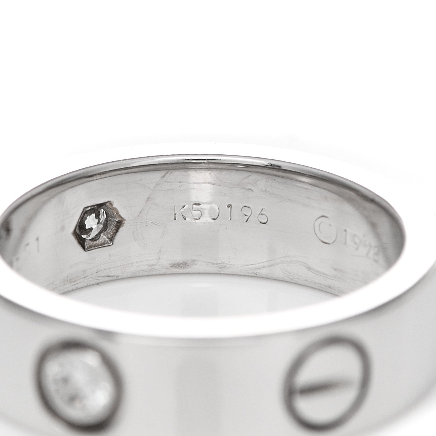 Cartier 18K White Gold 3 Diamond 5.5mm LOVE Ring 51 5.75 5 of 6