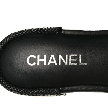 Chanel Lambskin CC Braided Mules 36 Navy Blue Black 7 of 9