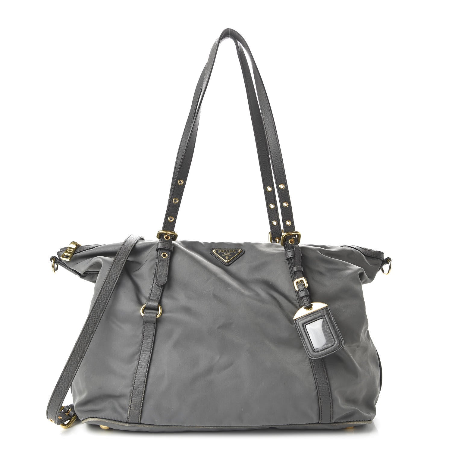 Prada Tessuto Nylon Saffiano Tote Grey 1 of 11
