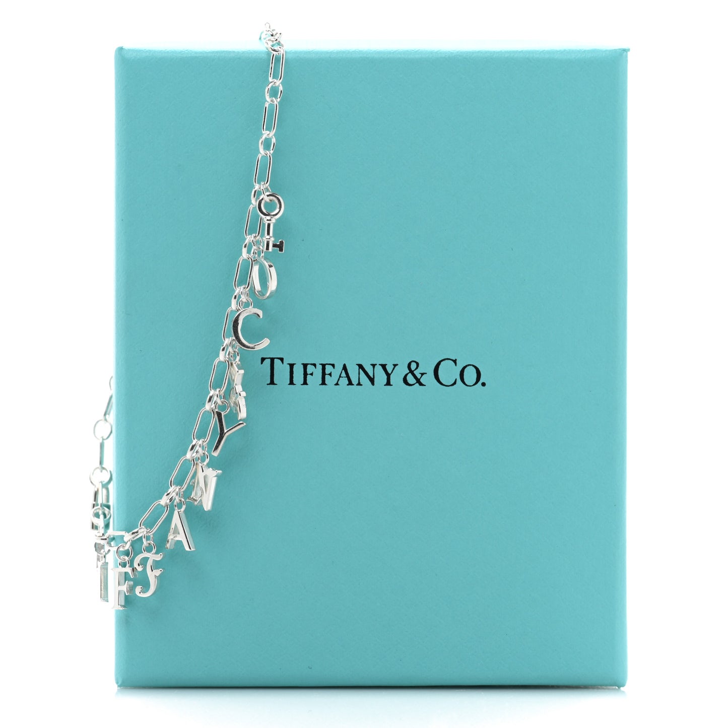 Sterling Silver Enamel Love Notes Logo Charm Bracelet Blue
