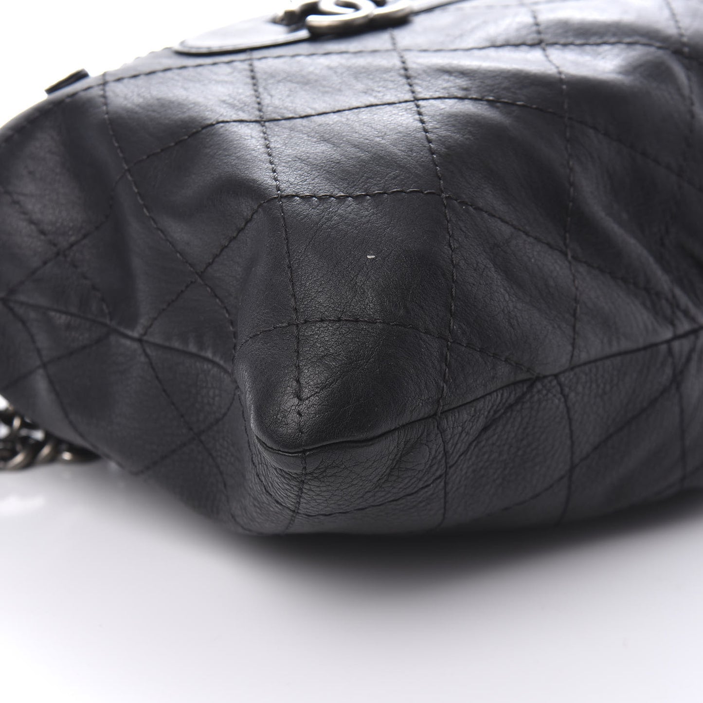 Calfskin Stitched Double Zip Hobo Black