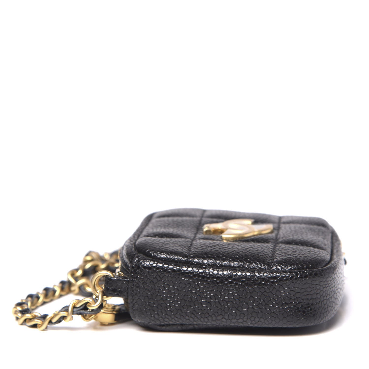 Chanel Caviar Quilted Diamond Coin Purse With Chain Black 4 of 11