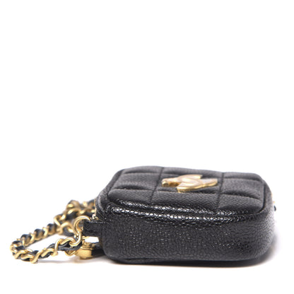 Chanel Caviar Quilted Diamond Coin Purse With Chain Black 4 of 11