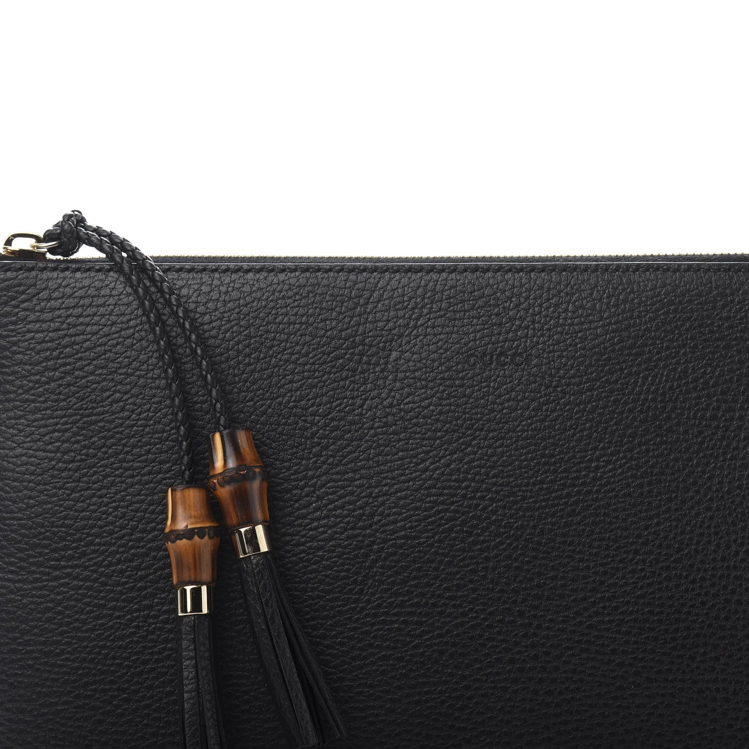 Gucci Pebbled Calfskin Large Bamboo Clutch Black 10 of 10