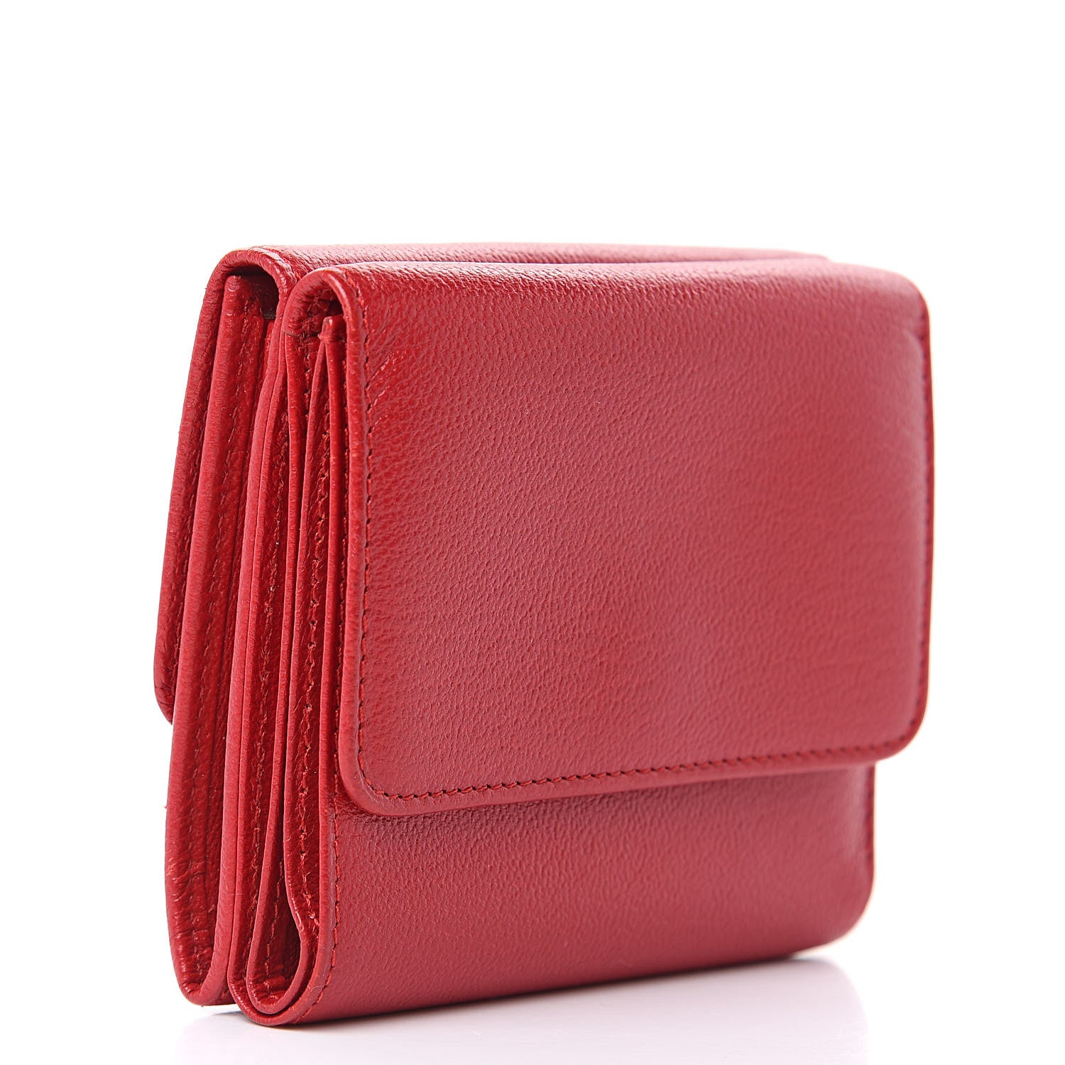 Chanel Goatskin Compact Double Sided Wallet Red 3 of 9