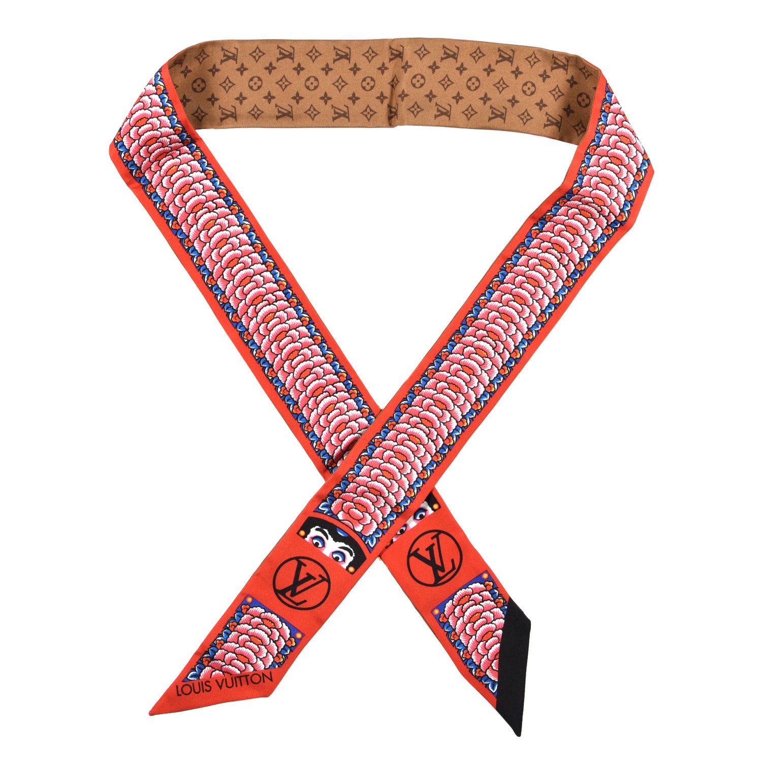 Louis Vuitton Silk Monogram Kabuki Stickers BB Bandeau Rouge 1 of 3