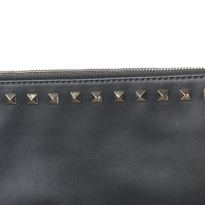 Valentino Garavani Vitello Oversized Rockstud Zip Wristlet Pouch Deep Green 9 of 9