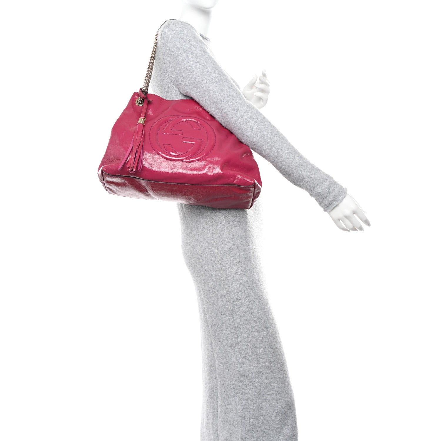 Gucci Vernice Naplack Medium Soho Chain Shoulder Bag Bright Bougainvillea 2 of 10